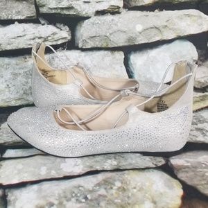 Madden Girl Sparkly Silver Flats Size 5
